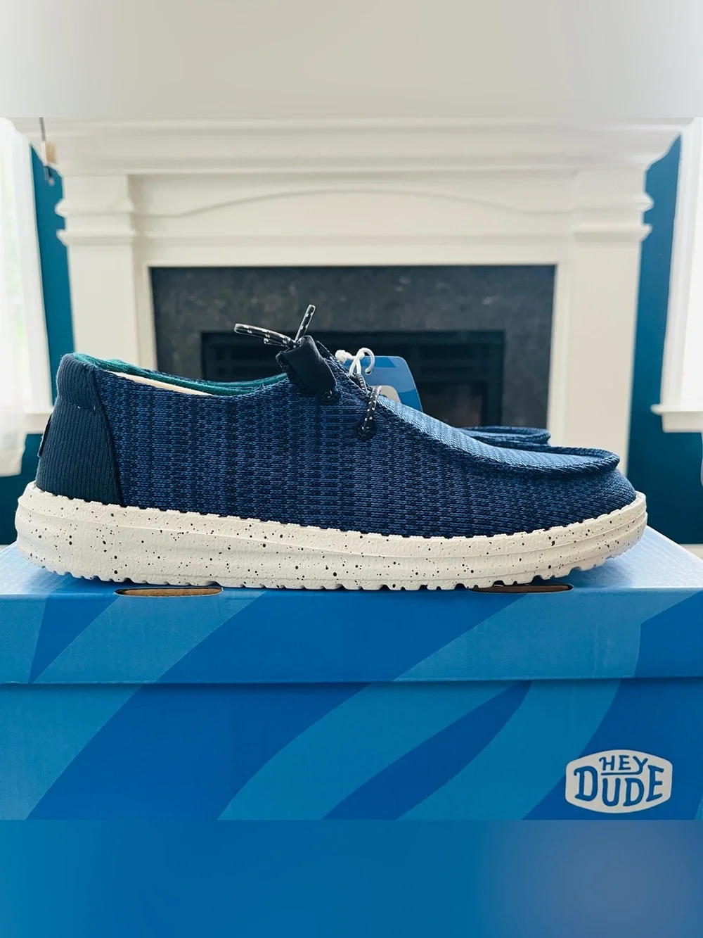 Sz 7 Hey Dude Wendy Sport Mesh Navy White Women’s 40414-462 NIB